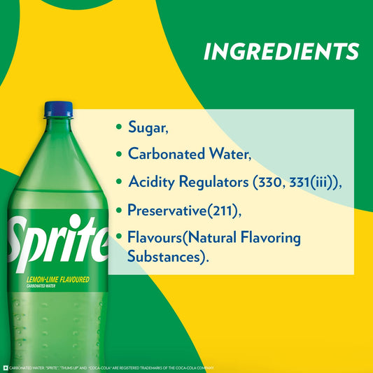 Sprite Lemon-Lime Flavoured Cold Drink | Refreshing Taste | Clear Soft Drink with No Added Colours 2 litre