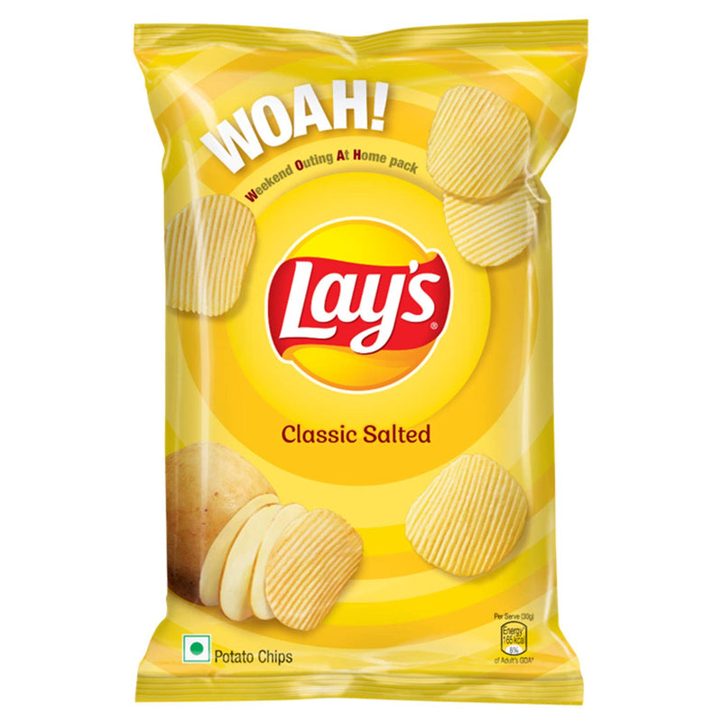Lay's Potato Chips, Classic Salted Flavour, Crunchy Chips & Snacks, 80 grams/82 grams/ 90 grams/115 grams (Weight May Vary)