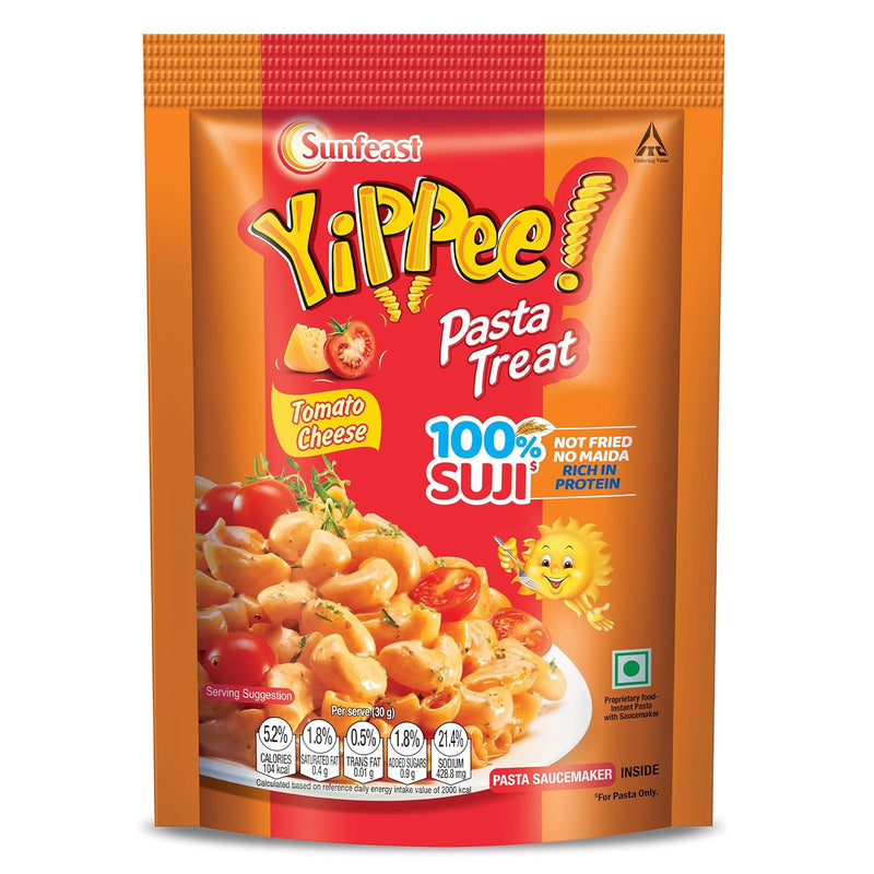 Sunfeast YiPPee! Pasta Treat|Tomato Cheese|Soft & Cheesy Pasta|Instant Pasta Made with Suji/ Rava,Vegetarian,70 gram