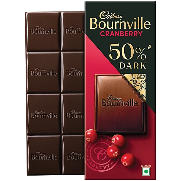 Cadbury Bournville Cranberry 50% Dark Chocolate Bar, 78 g