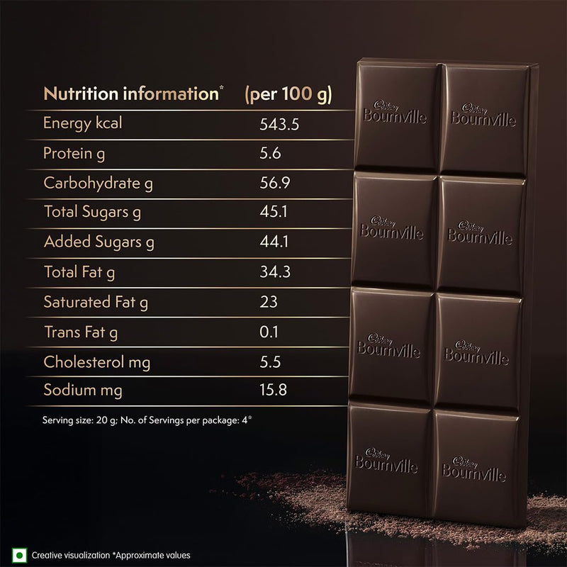 Cadbury Bournville Rich Cocoa 50% Dark Chocolate Bar, 75 Gm