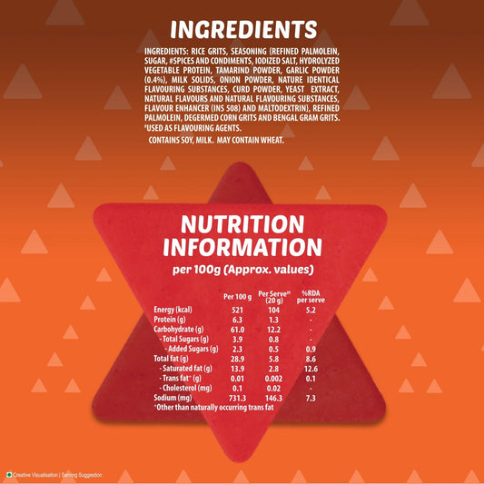 Bingo ! Mad Angles Mmmmm Masala Flavoured Corn-Based Triangle Chips Pack for Snacks (Weight May Vary),60 Gm