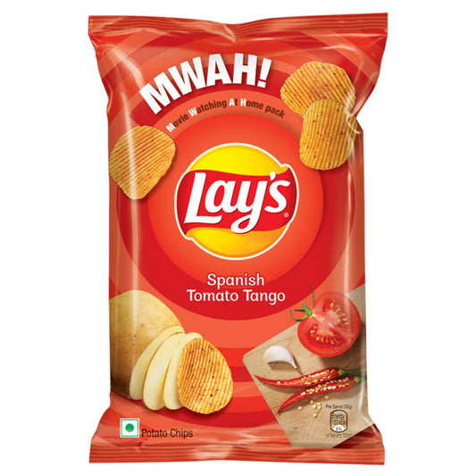Lay's Potato Chips 82/90/115gram Spanish Tomato Tango Flavour, Crunchy Chips & Snacks ( weight may vary )