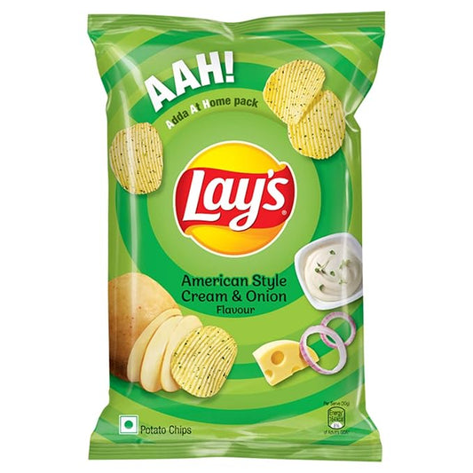 Lay's Potato Chips 80 Gram, American Style Cream & Onion Flavour, Crunchy Chips & Snacks