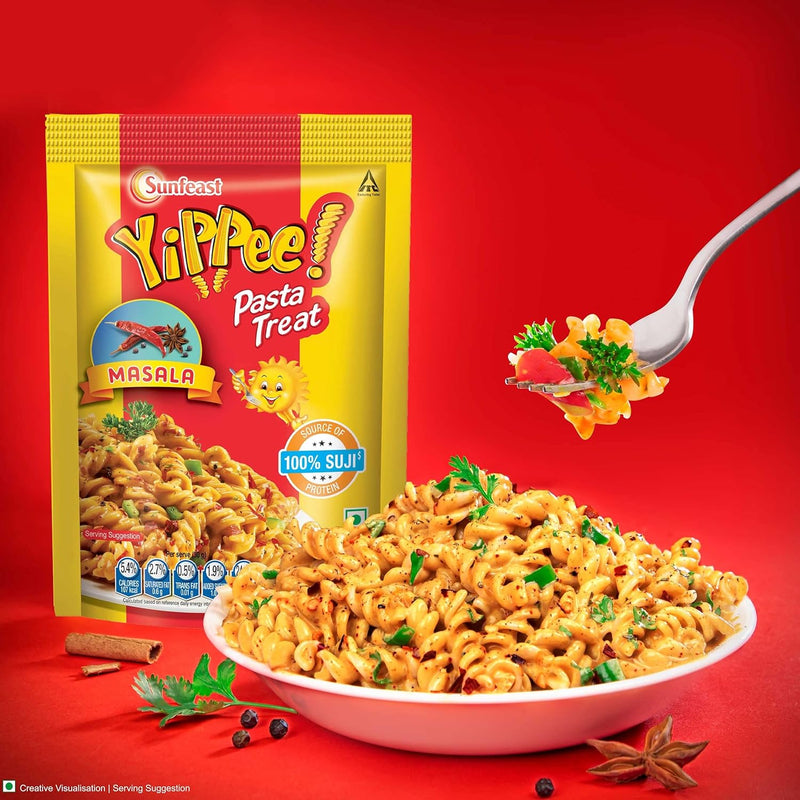 Sunfeast YiPPee! Pasta Treat|Masala|Soft & Creamy Pasta|Instant Pasta Made With Suji/ Rava 65/70 Grams(weight may vary)